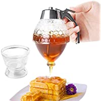 Dispensador de Miel-Tarro de dispensador de Miel Envase Copa de Jugo Tetera de Jarabe para Cocina Soporte de Goteo de…